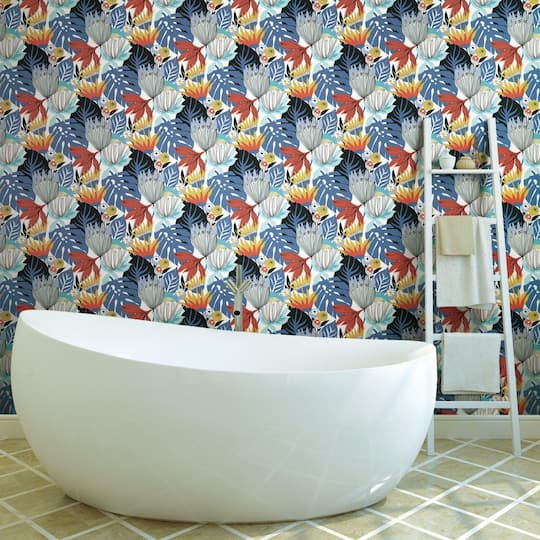 RoomMates Retro Tropical Leaves Peel & Stick Wallpaper